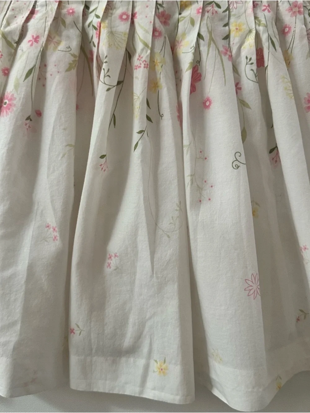 Gymboree Vintage 2T Toddler Girl White Floral Pin-Tuck Tie-Waist Pleated Dress